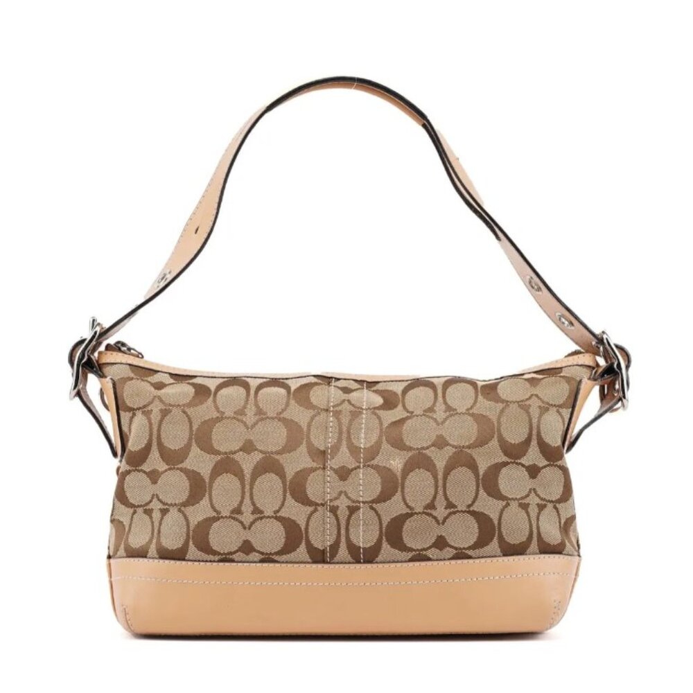 Coach 2005 Vintage Signature Canvas and Leather Handbag in Beige